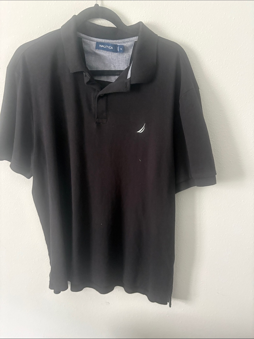 Nautica Men’s Black Polo with White Sail Logo